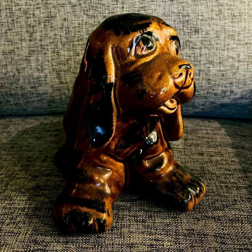 Vintage Puppy Dog Ceramic Planter Pot